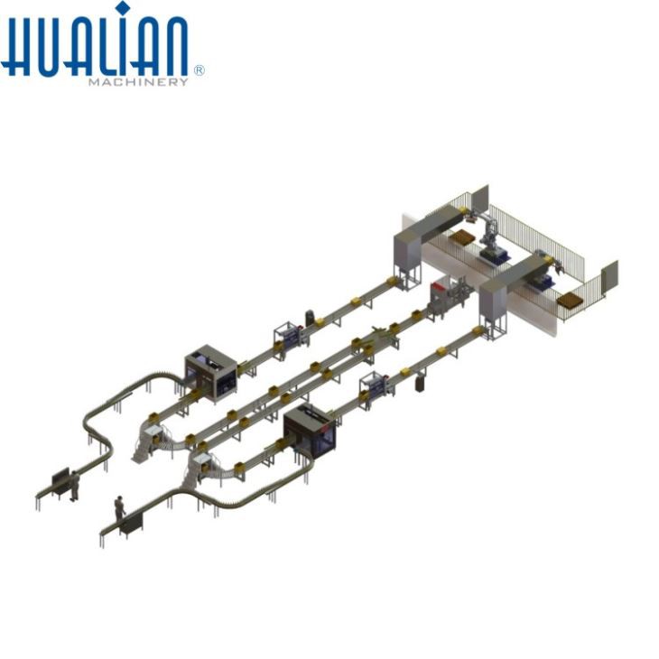 Línea automática de envasado de cartón para botellas